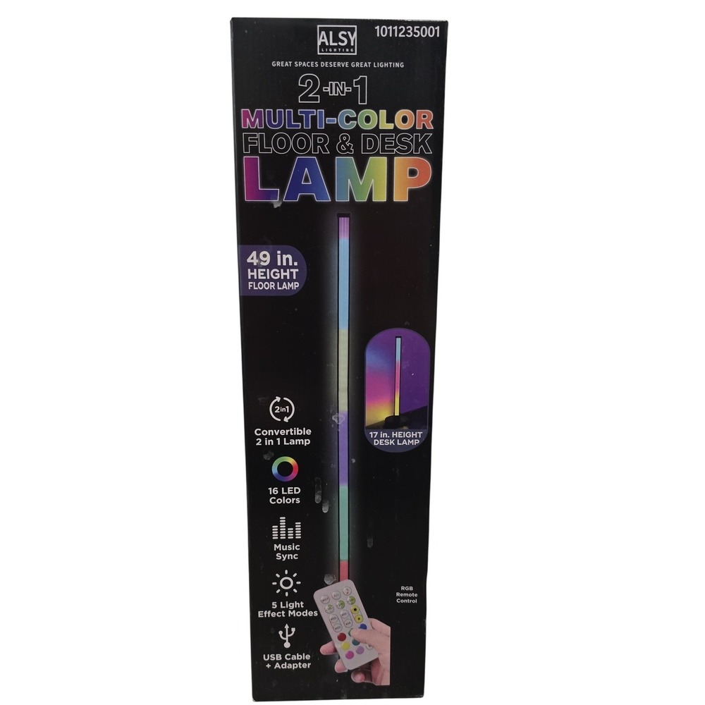 Alsy Lighting 2-in-1 Multi-Color LED Floor & Desk Lamp RGB Music Sync New in Box - Picture 2 of 8